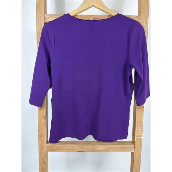 NWT Liv by Habitat Shaped Tee - Purple - V Neck Top #1163 Size XS - Picture 2 of 3